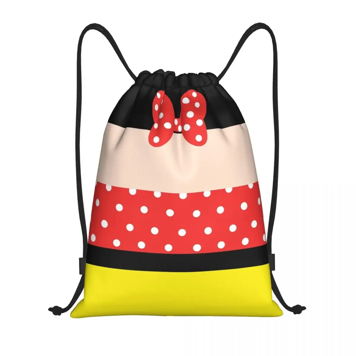 sacs à cordon personnalisés minnie à pois pour femmes, sac à dos pliable pour sport, personnages animés animés, sacs à dos de rangement pour formation