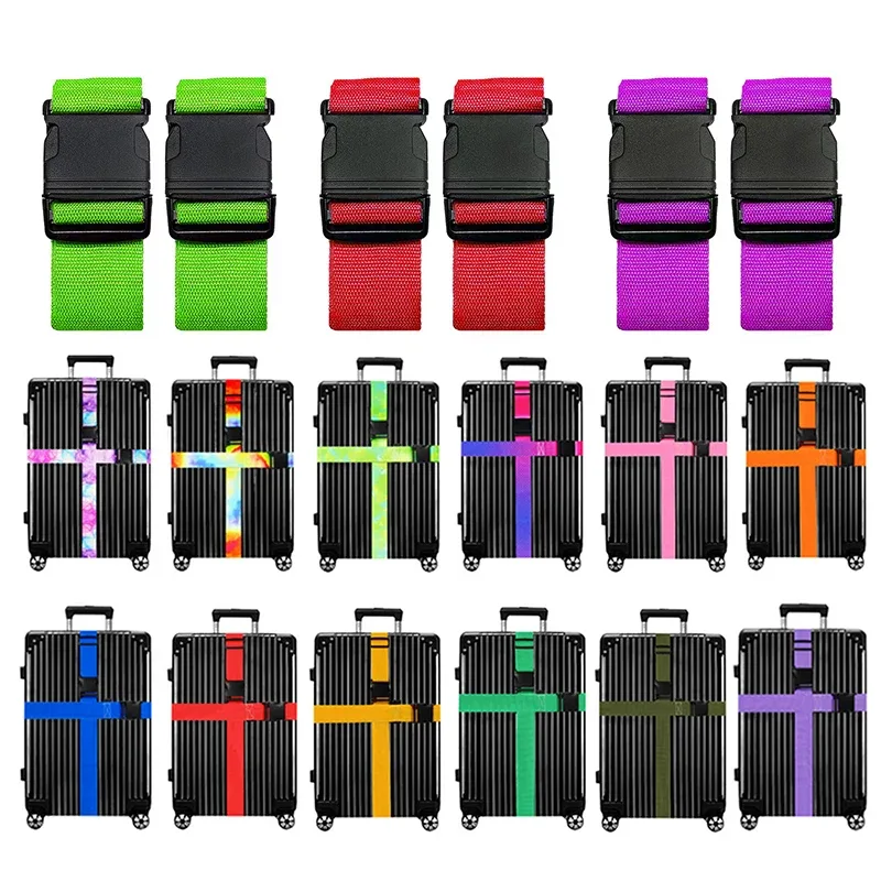 sangles de bagages durables antivol, 2 pièces, ceintures de valise de voyage aux couleurs vives, sangles de bagages réglables, accessoire de bagages de voyage