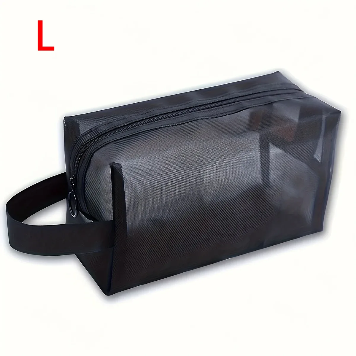 sac à cosmétiques de voyage en maille noire, 1 pièce, sac de maquillage à fermeture éclair pour femmes, trousse de toilette de lavage, organisateur de maquillage, pochette de rangement portable
