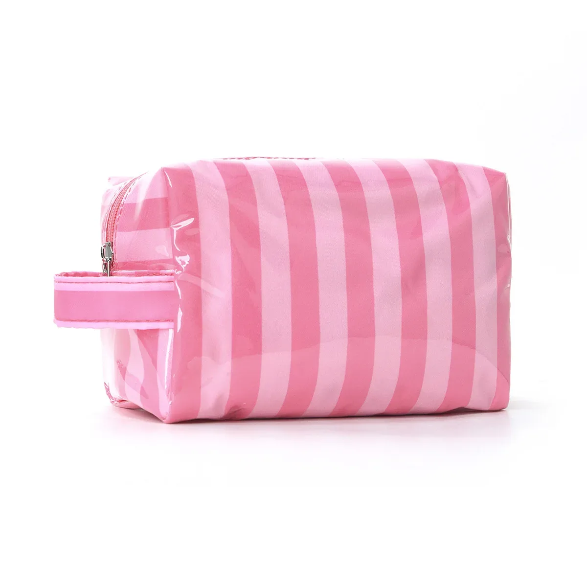 sac de maquillage élégant à rayures roses, sac de voyage portable de grande capacité, sac de rangement pour rouge à lèvres, sac à main, sac cosmétique, trousse de toilette, cadeaux pour filles