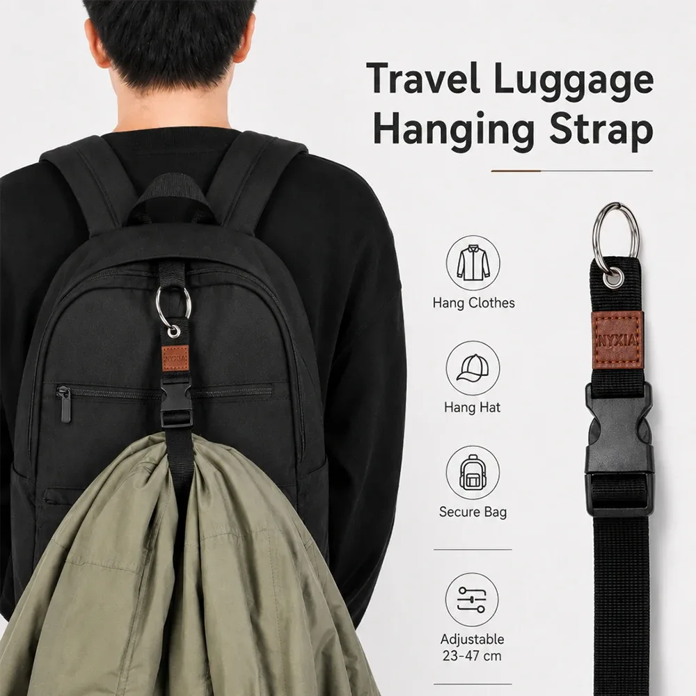 sangle fixe pour bagages de voyage, sangle externe pour sac à dos, sangle portable pour étiquette de bagage, ceinture, porte-veste, accessoires de voyage
