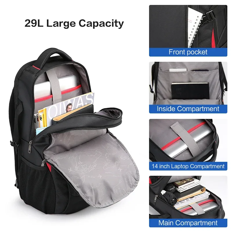 oiwas s sacs à dos pour ordinateur portable 14 pouces, sac à dos scolaire pour étudiant, sac à dos pour garçon, sport, homme, urbain, spacieux