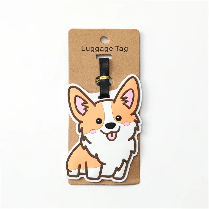 1pc mignon Corgi accessoires de voyage étiquette de bagage créatif mode Style silicone Portable étiquette de voyage ID porte-adresse