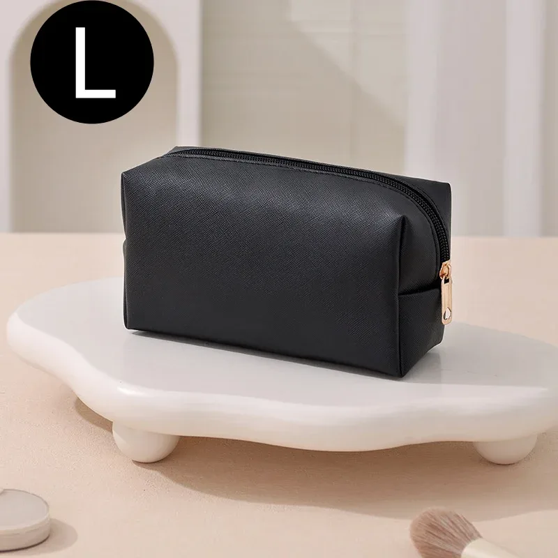sac cosmétique en cuir avec logo personnalisé, grande capacité, sac de voyage pour maquillage, pochette zippée en cuir pu souple pour femmes, 2 tailles, multicolores