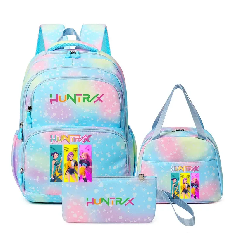 lot de 3 sacs à dos kpop demon hunters huntr légers et respirants, grande capacité, pour l'école et les voyages, pour femmes