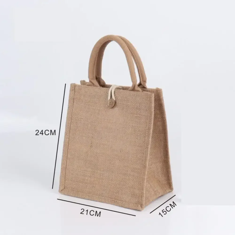 sac fourre-tout en toile de jute réutilisable, sacs à main faits à la main, fourre-tout multifonctionnel, sac d'épicerie vintage, cadeau de mariage et d'anniversaire