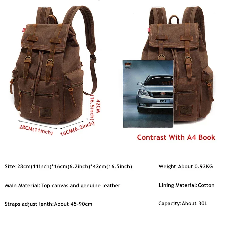 augur-sac d'école en toile vintage sr pour hommes, sacs de voyage pour hommes, grande capacité, sac rétro pour ordinateur portable, nouvelle mode