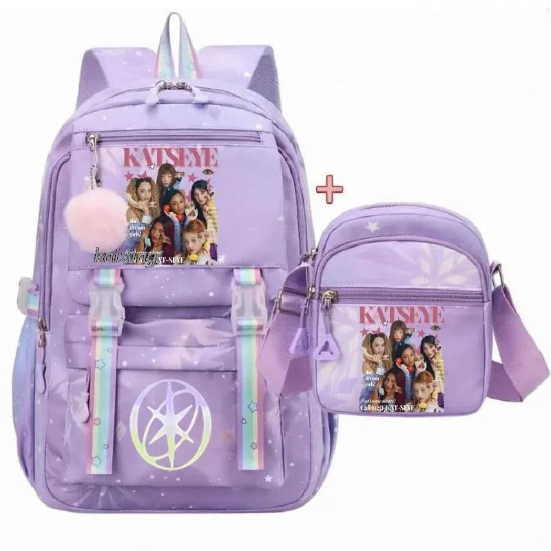 sacs à dos katseye avec imprimé amusant pour étudiants, sacs à dos pour la rentrée scolaire, sacs d'école grande capacité, sacs à dos de voyage pour l'extérieur