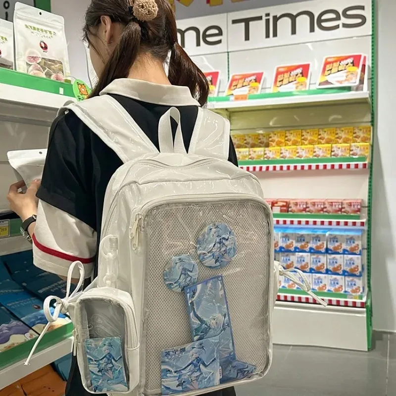 nouveau grande capacité pu étudiants bricolage anime badge ulzzang ita sacs y2k esthétique femmes sacs à dos individualité mochilas para mujer