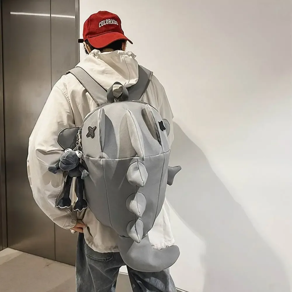 sac à dos tendance imperméable en forme de requin, multi-poches, grande capacité, sac de voyage pour ordinateur portable, sac décontracté en nylon pour étudiants et collégiens.