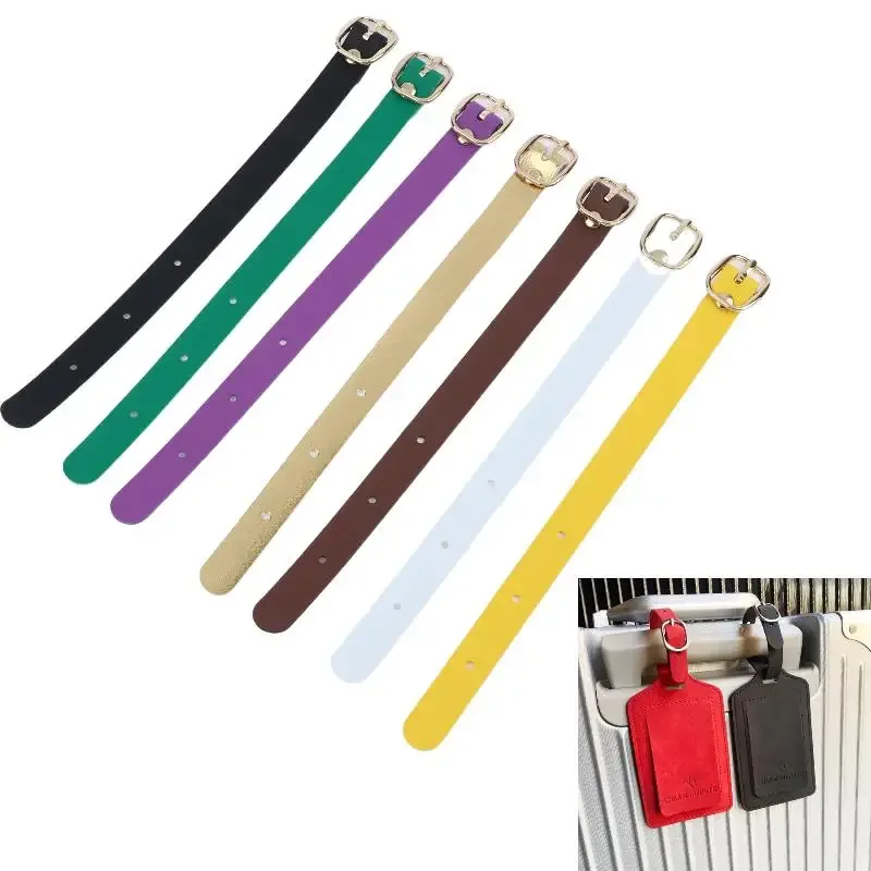 sangles multicolores pour étiquettes de bagages en pu, boucles en alliage, étiquette de bagage étanche, ultra légère, résistante à l'usure, pour voyage d'affaires