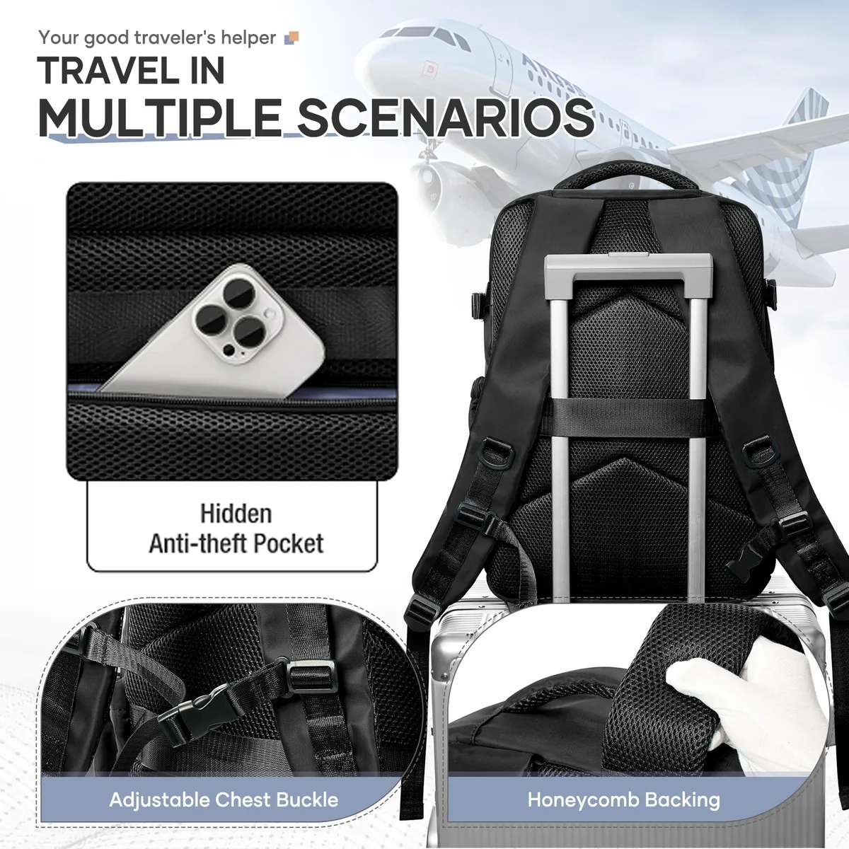 sac à dos cabine ryanair 40x30x20, sac à dos wizzair easyjet, sac à dos sous vide, bagage à main, sac à dos pour ordinateur portable homme, sac de rangement sous vide