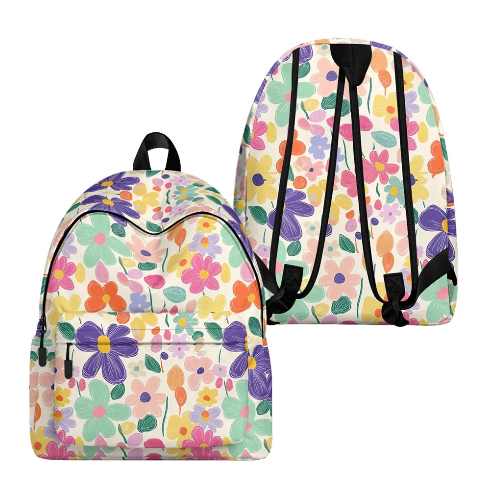 Sac à dos imprimé Floral dessiné à la main, sacs à crayons, bretelles réglables, sac d'école léger et Durable, sac de jour de voyage pour adolescents, ensembles