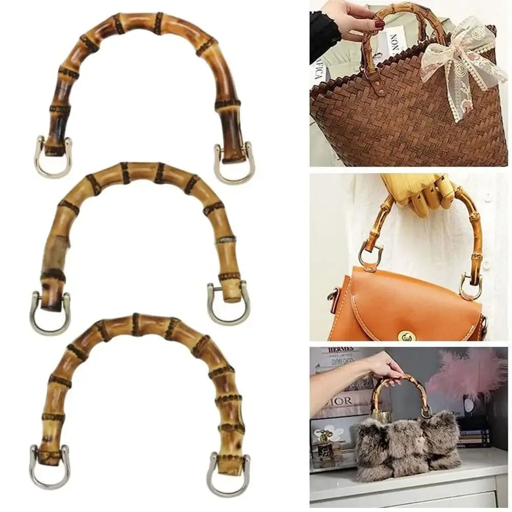 nouvelles poignées de sac à main en bambou détachables en forme de u de 15,5 cm avec boucle, sangle de sac à bandoulière, boîte cadeau