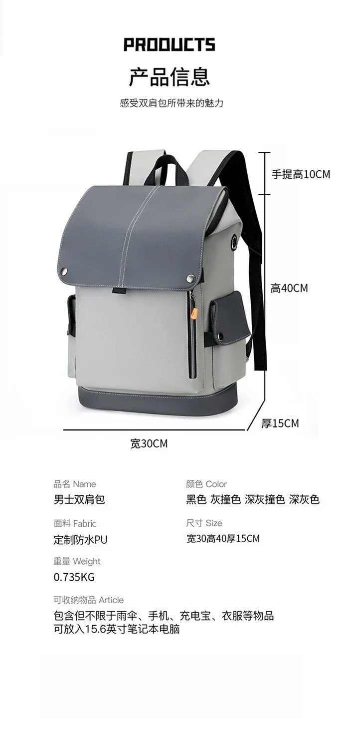 Sac à dos imperméable pour homme, grand ordinateur portable, pour le travail, le bureau, l'extérieur, avec chargeur USB, sac à dos urbain pour homme