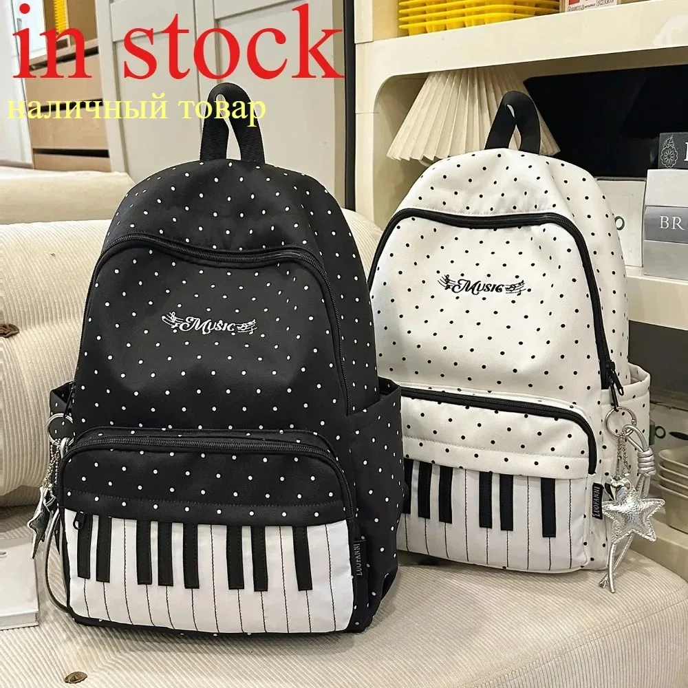 piano personnalisé mochilas mujer imprimé à pois mochila grande capacité sac à la mode simple bolsas sac à dos