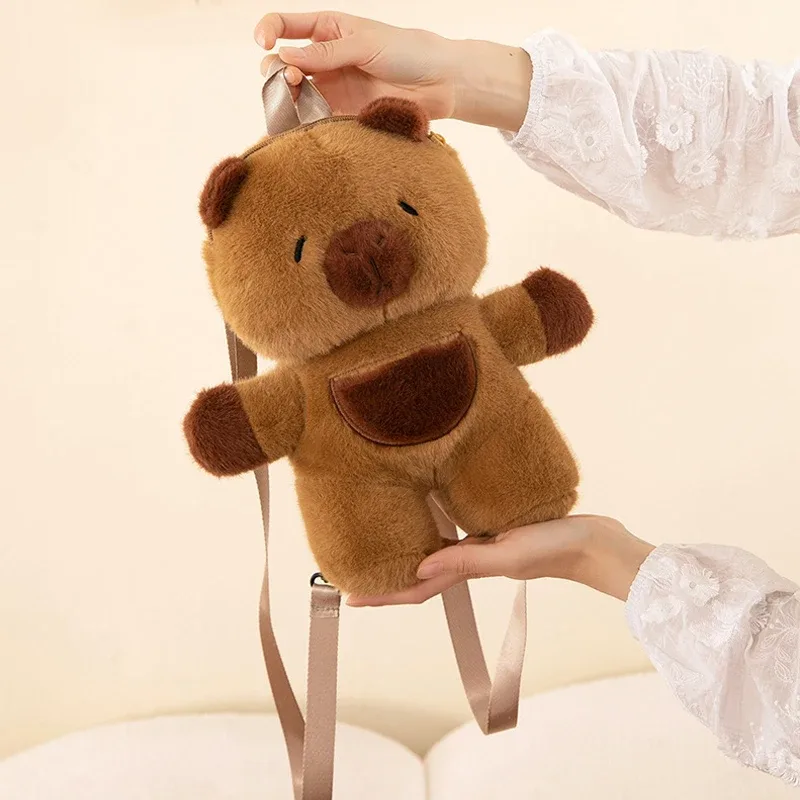 sac à dos en peluche capybara kawaii pour femme, sac fourre-tout drôle de dessin animé, grande capacité, cadeau pour enfants, polyvalent, nouveau