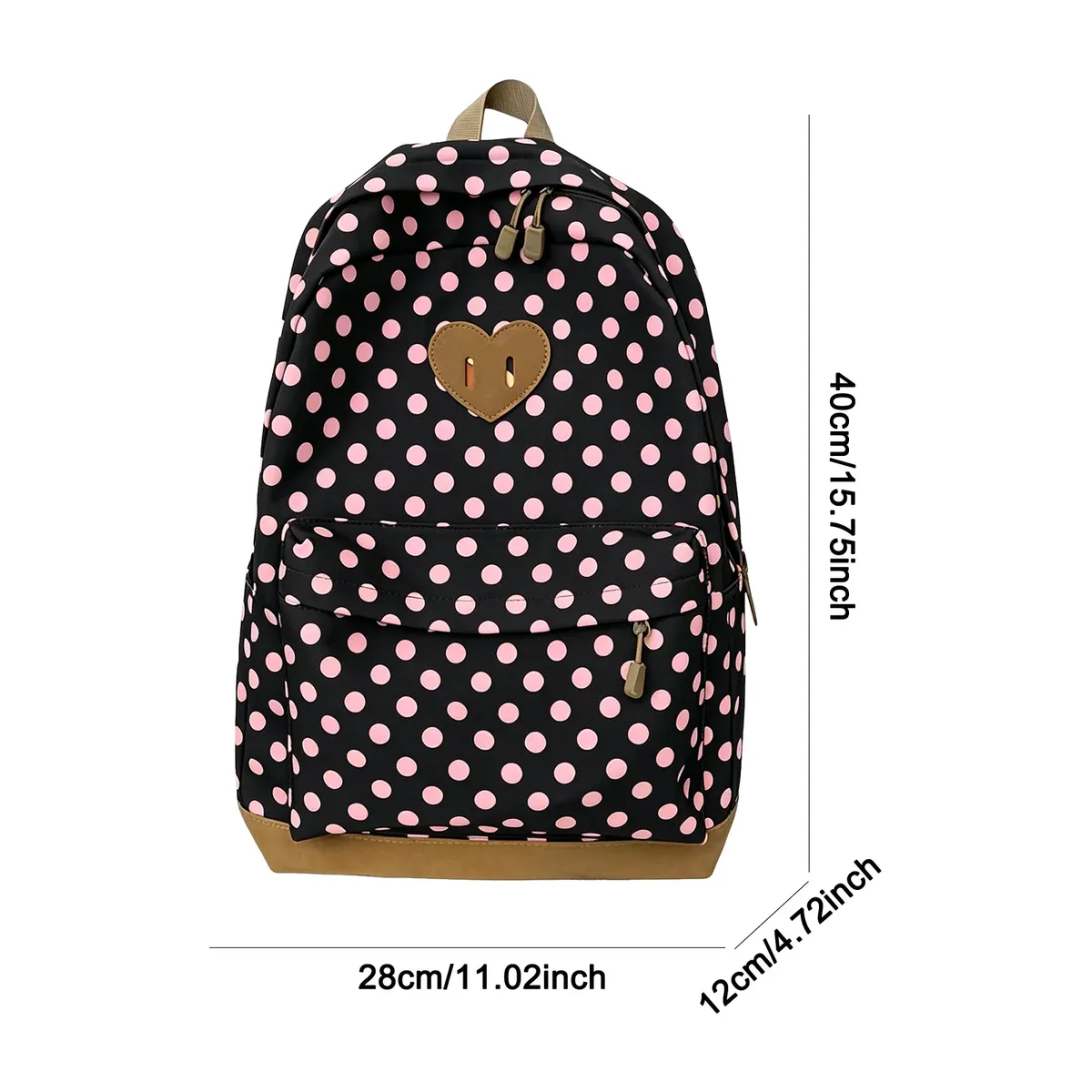 sacs d'école rétro portables pour femmes avec fermeture éclair, sac à dos esthétique à pois, sac à dos d'école rétro léger pour le travail et les voyages