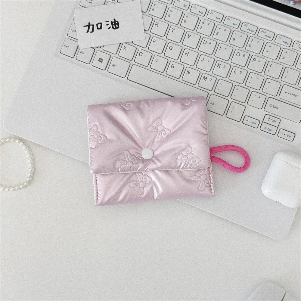 1 pièces sac de maquillage pour femmes petit nœud rose maquillage rouge à lèvres sac de rangement mignon sacs à cosmétiques porte-monnaie pochette de banlieue ins style