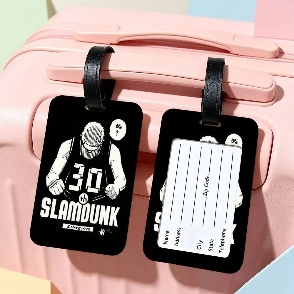 étiquette de bagage en pvc anti-perte avec motif de dessin animé japonais s-slams d-dunk, étui de protection imperméable pour carte d'information, pour valise et sac à main