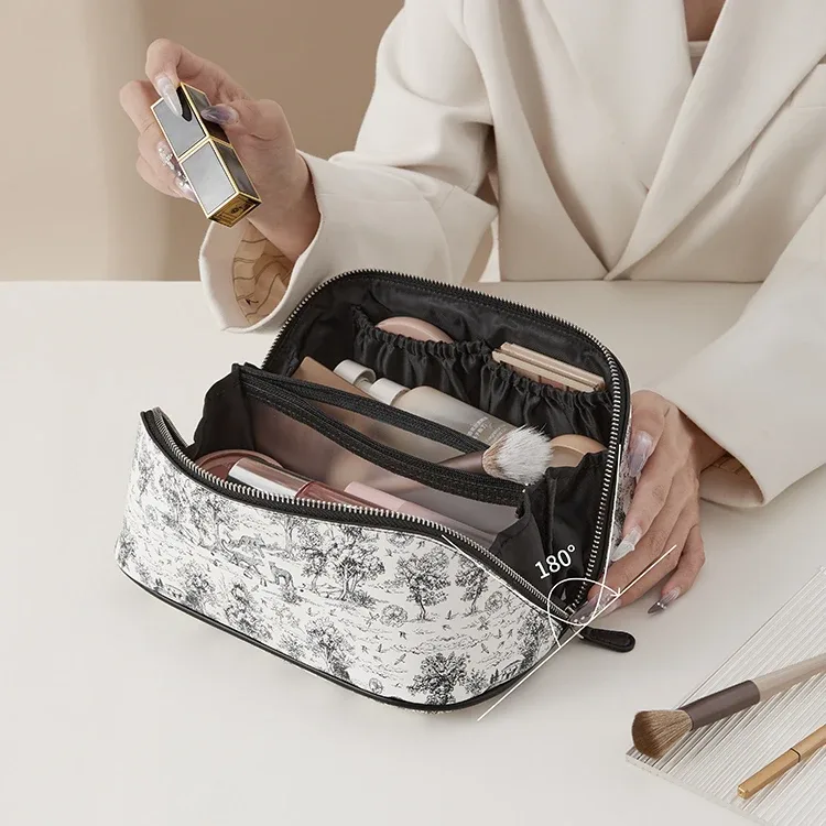 trousse de maquillage peinture à l'encre pour femme 2025 – nouvelle trousse de rangement grande capacité haut de gamme, sac de toilette pratique et accessoires