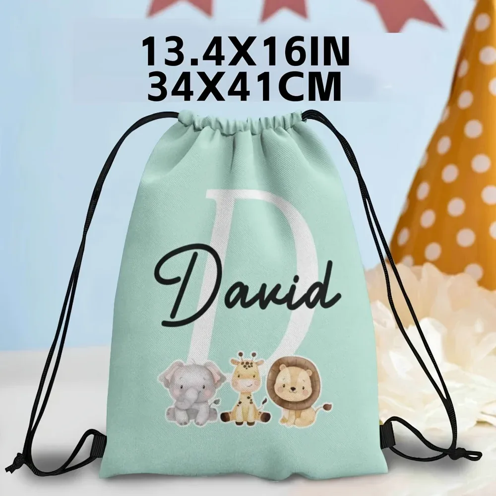 1 sac à dos à cordon personnalisé sur le thème des animaux mignons, 12 options de couleurs au choix, personnalisation du nom.