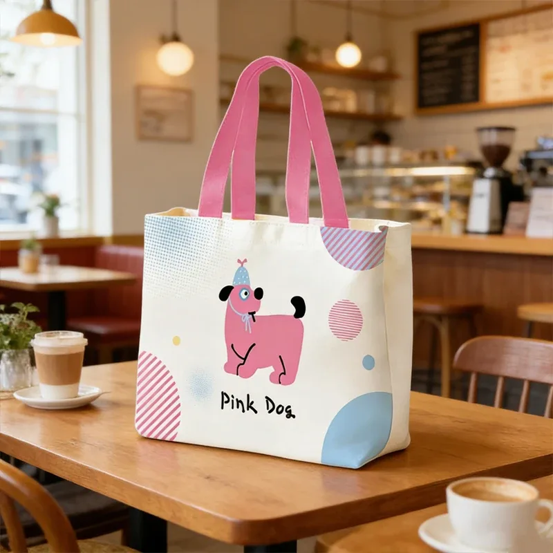 sac fourre-tout en toile mignon, mini sac à main de style coréen, sac à lunch portable pour étudiants et employés de bureau