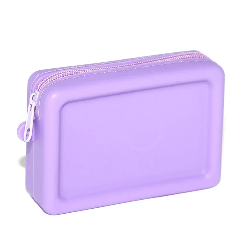 sac à cosmétiques en silicone vintage, étanche, fermeture éclair lisse, porte-écouteurs, porte-documents macaron, portefeuille, porte-monnaie, poudres portables