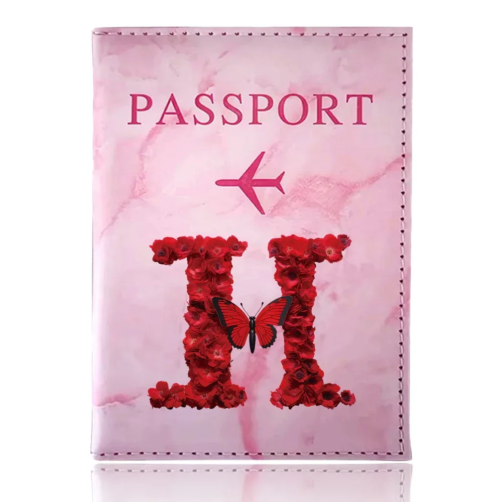étui de passeport imprimé série rose rouge, porte-passeport, accessoires de voyage, housse de protection pour avion