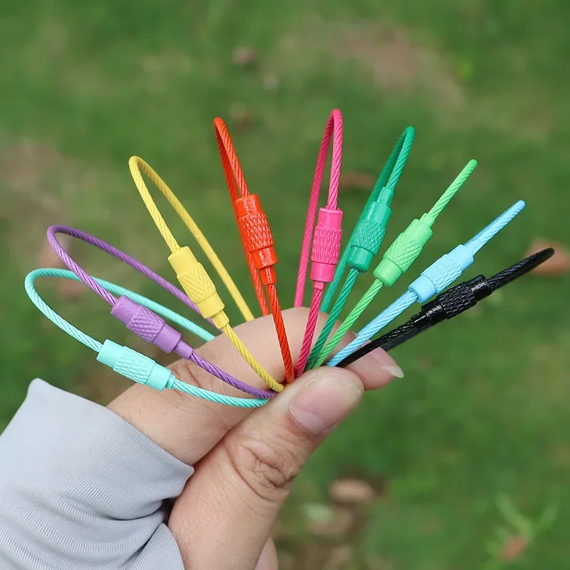 étiquette de bagage en fil d'acier inoxydable coloré, 10 pièces, clip de porte-clés durable et facile à installer, parfait pour les voyages et l'usage quotidien