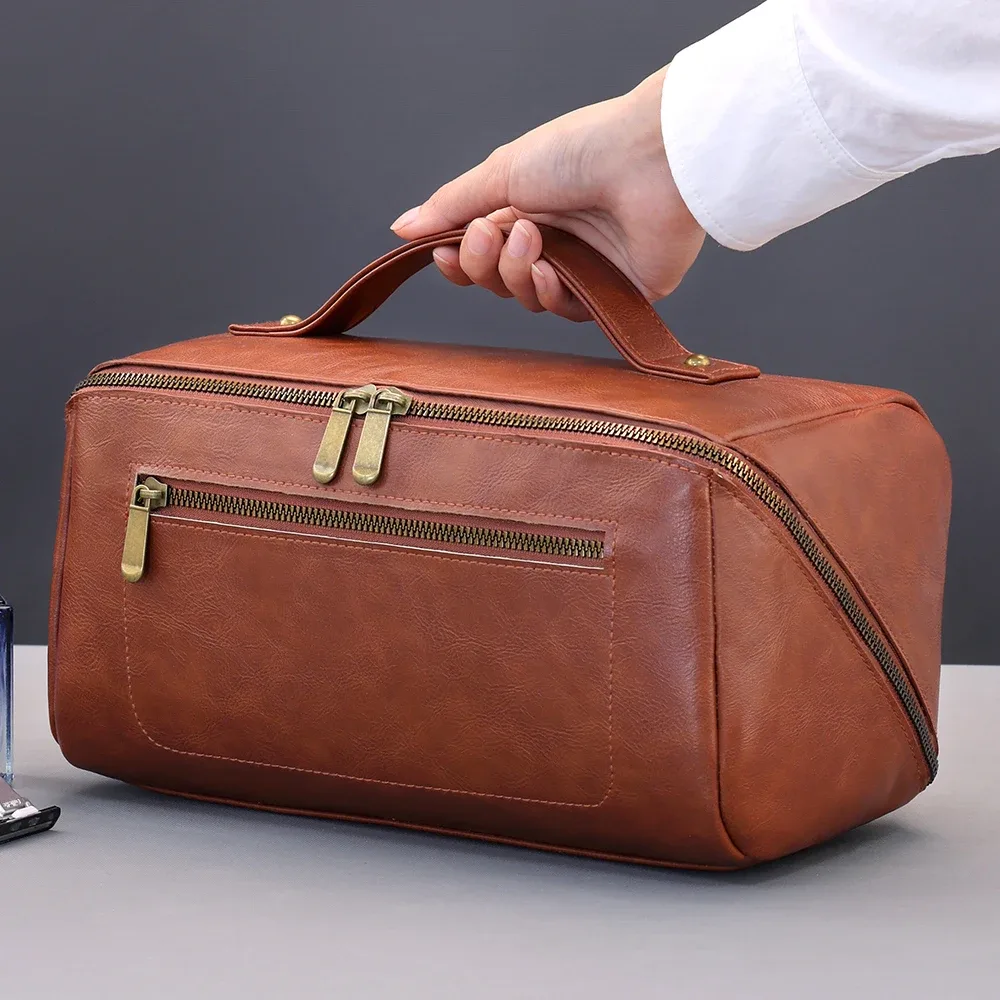trousse de toilette homme luxe premium imperméable grande capacité portable pour voyage et maquillage