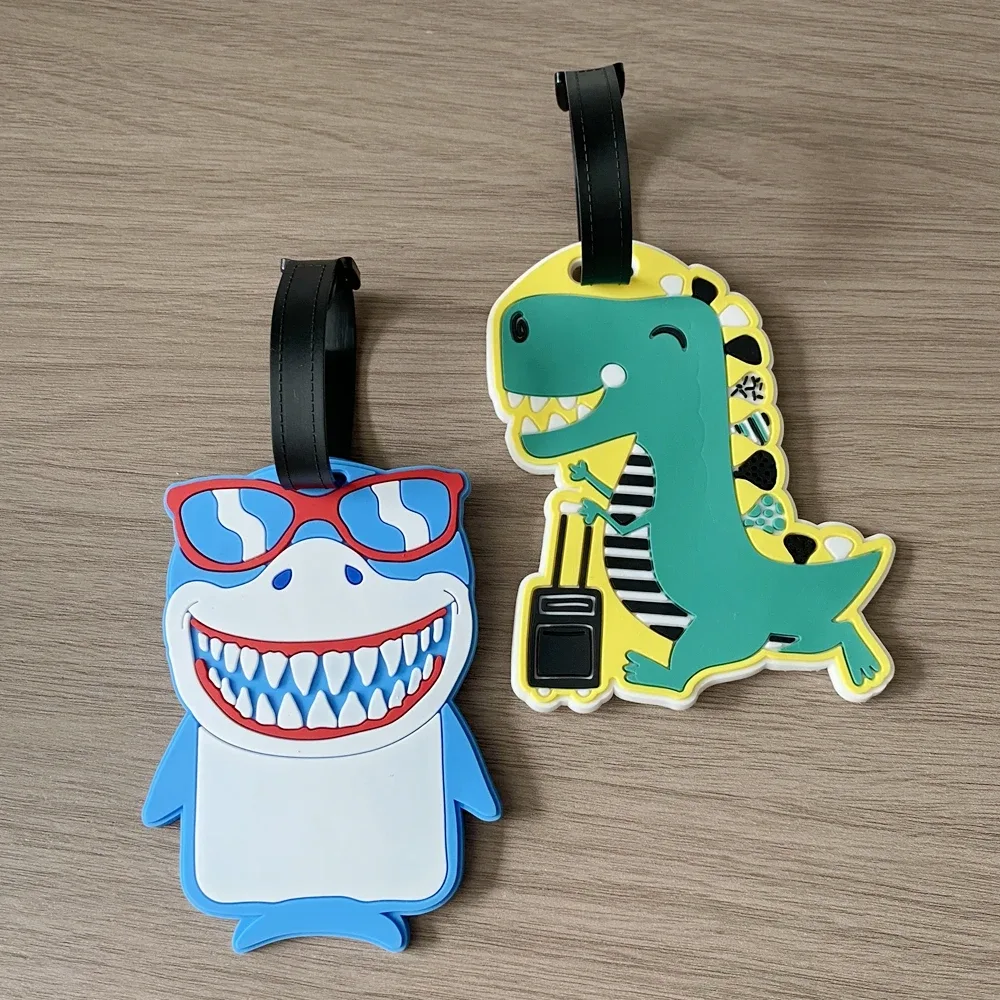 étiquette de bagage dinosaure mignon de voyage, pendentif de signalisation anti-perte, pendentif de sac requin drôle, cadeau unisexe, 1 pièce/2 pièces
