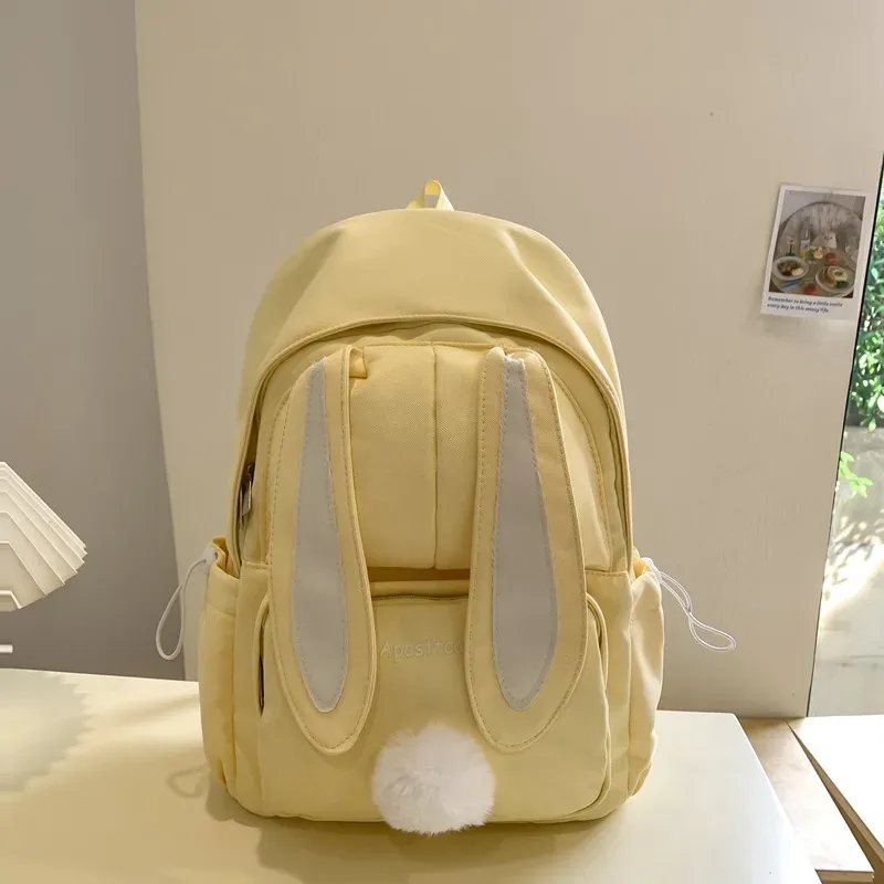 sac à dos scolaire mignon à oreilles de lapin pour femme, style coréen harajuku, pour lycéenne, style japonais, sac à dos à double épaule polyvalent pour fille