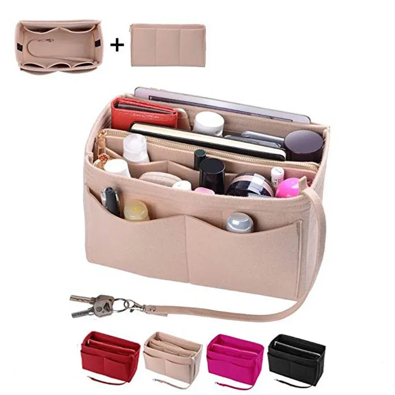 HHYUKIMI marque maquillage organisateur feutre insérer sac pour sac à main voyage intérieur sac à main Portable sacs à cosmétiques adapté diverses marques sacs