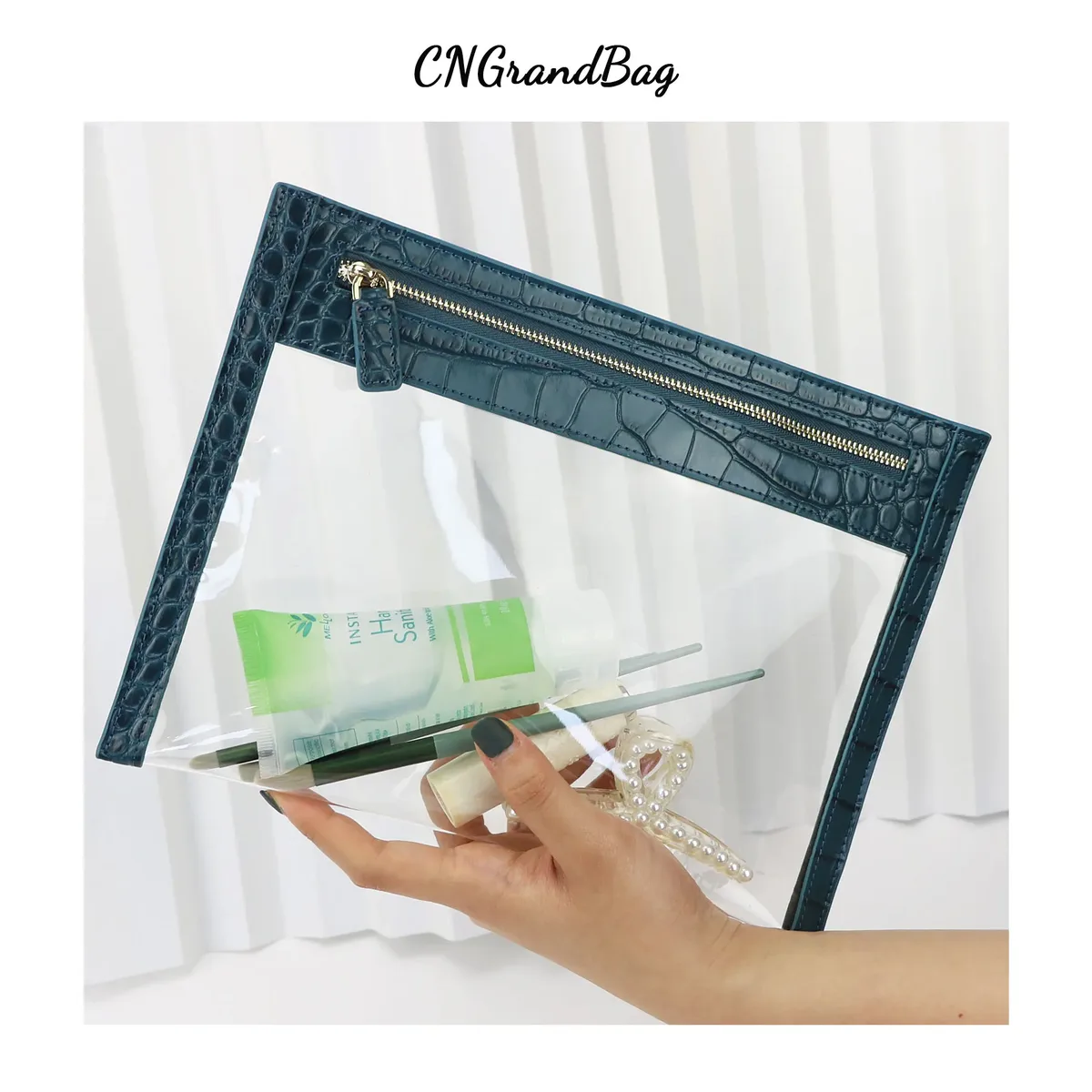 cusstomized lettres coloré saffiano cuir transparent pvc sac cosmétique dames tpu organisateur de voyage sac de lavage