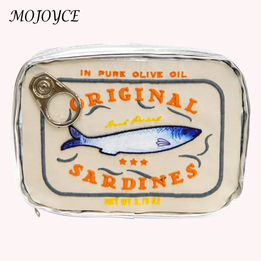 trousse de toilette mignonne portable pour femme, sardines en conserve, sac cosmétique de voyage, multifonction, mode créative, fermeture éclair, week-end, vacances