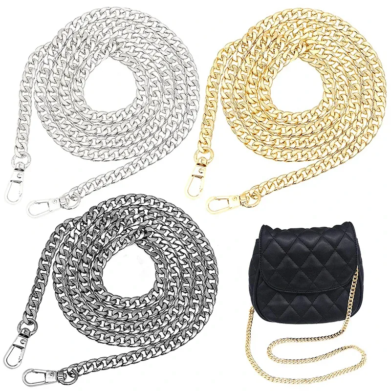 Chaîne de sac en métal et aluminium de 120cm, pièces de rechange, accessoires pour sac à main à bandoulière tissé à la main, bricolage, sangles détachables faites à la main