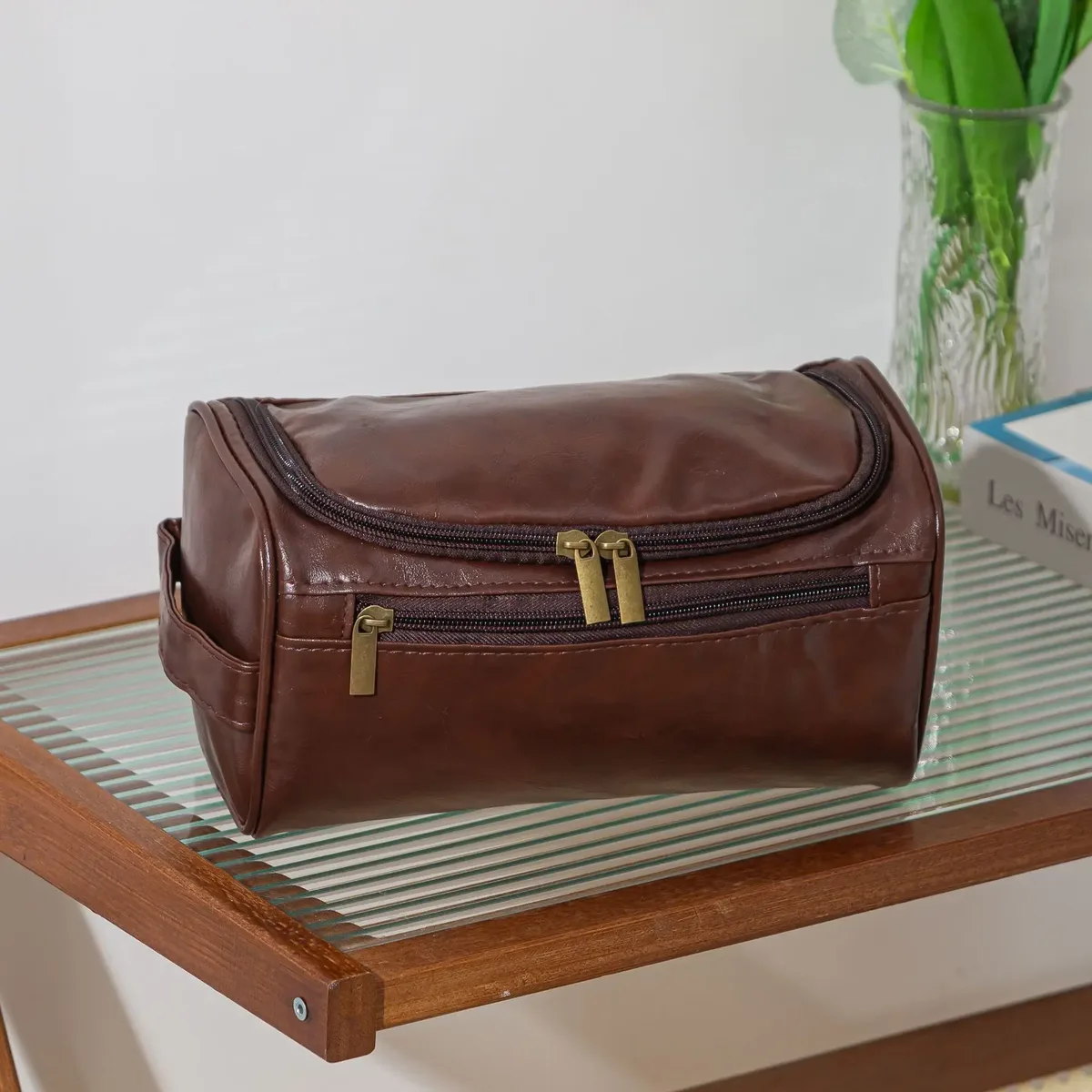trousse de toilette en cuir pour hommes et femmes, trousse de toilette suspendue pour hommes, trousse de toilette de voyage, grande trousse à cosmétiques pour voyage