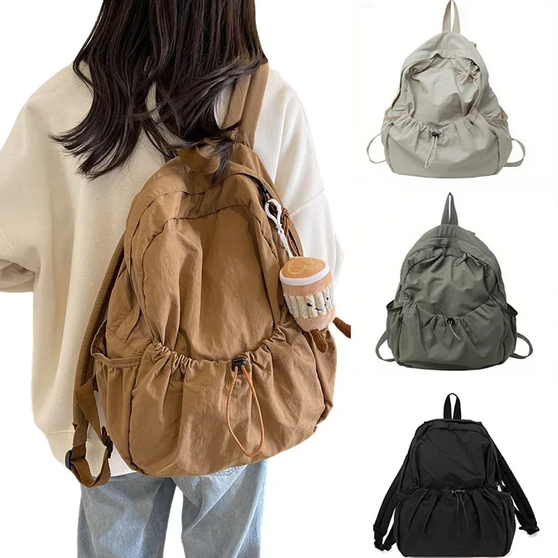 Sac à dos décontracté femmes grande capacité mode Junior lycée étudiant pli cartable sac en tissu coréen voyage sac à dos