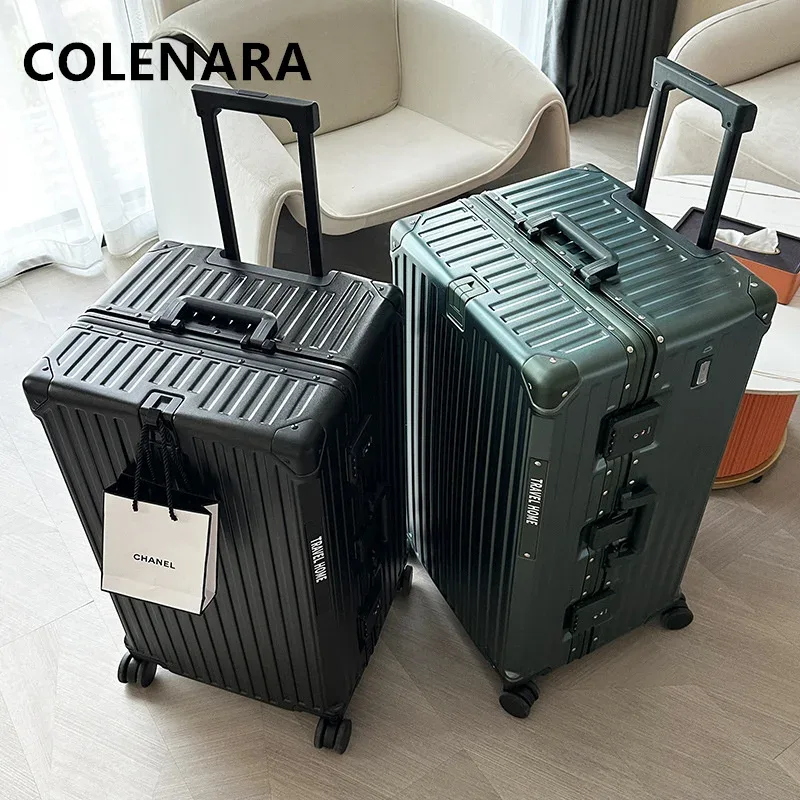 COLENARA valise de haute qualité cadre en aluminium grande capacité boîtier de chariot chariot sac de voyage 24 "26" 28 "30 pouces bagages roulants