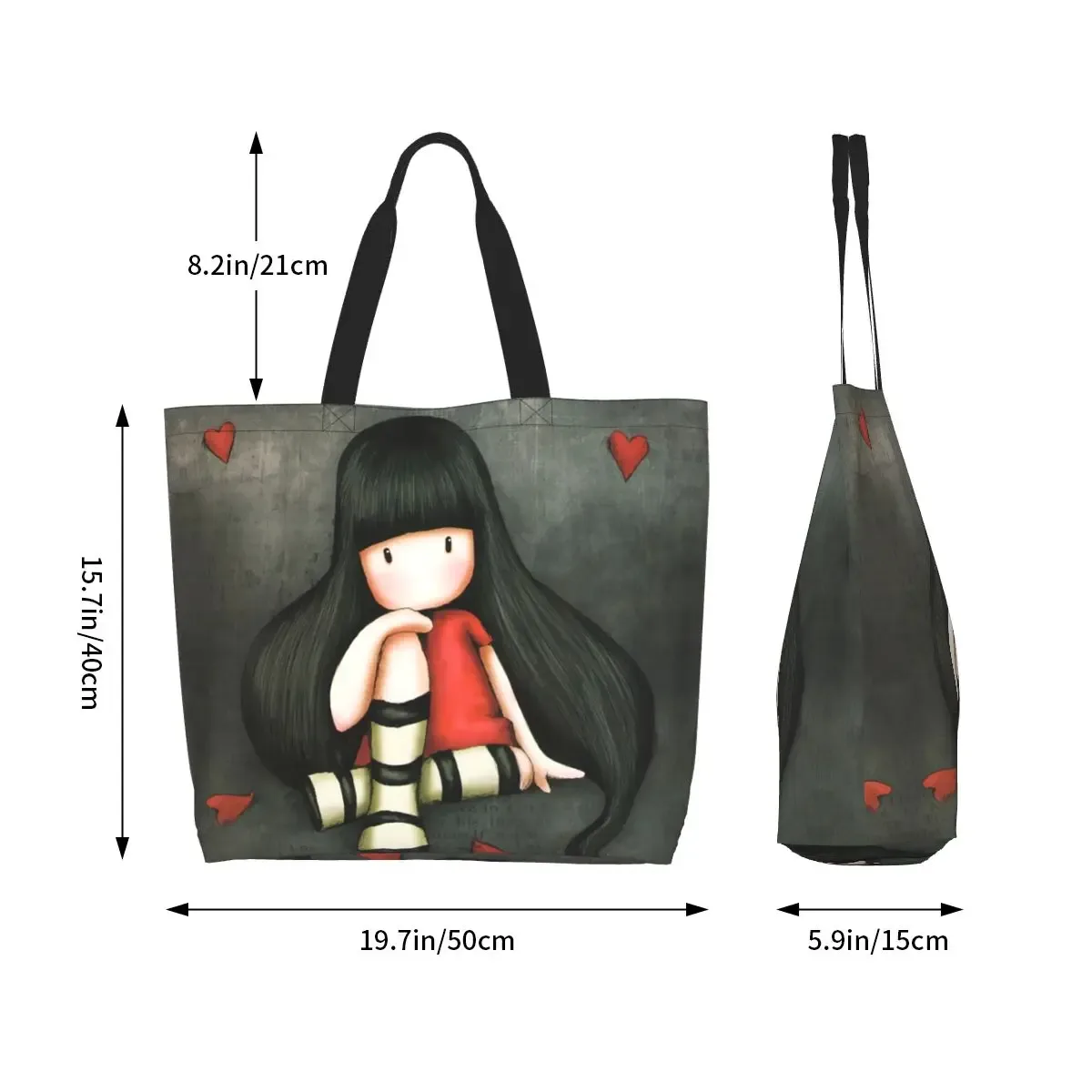 santoro gorjuss sac fourre-tout de shopping toile grande capacité sacs à bandoulière shopper sac à main d'épicerie pour femmes