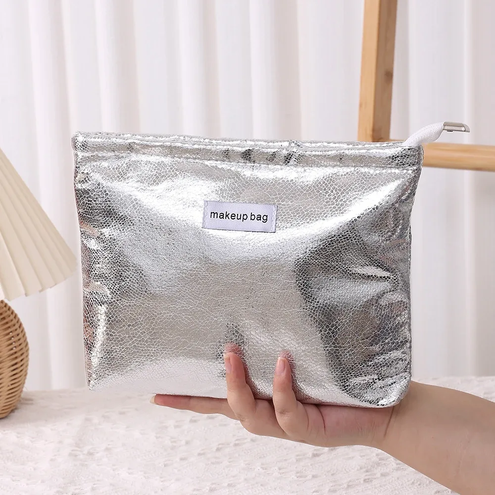 pochette de maquillage à paillettes brillantes 4 couleurs, sac à main portable pour femmes, rangement d'articles de toilette cosmétiques, pochette organisateur doré, sac à fermeture éclair