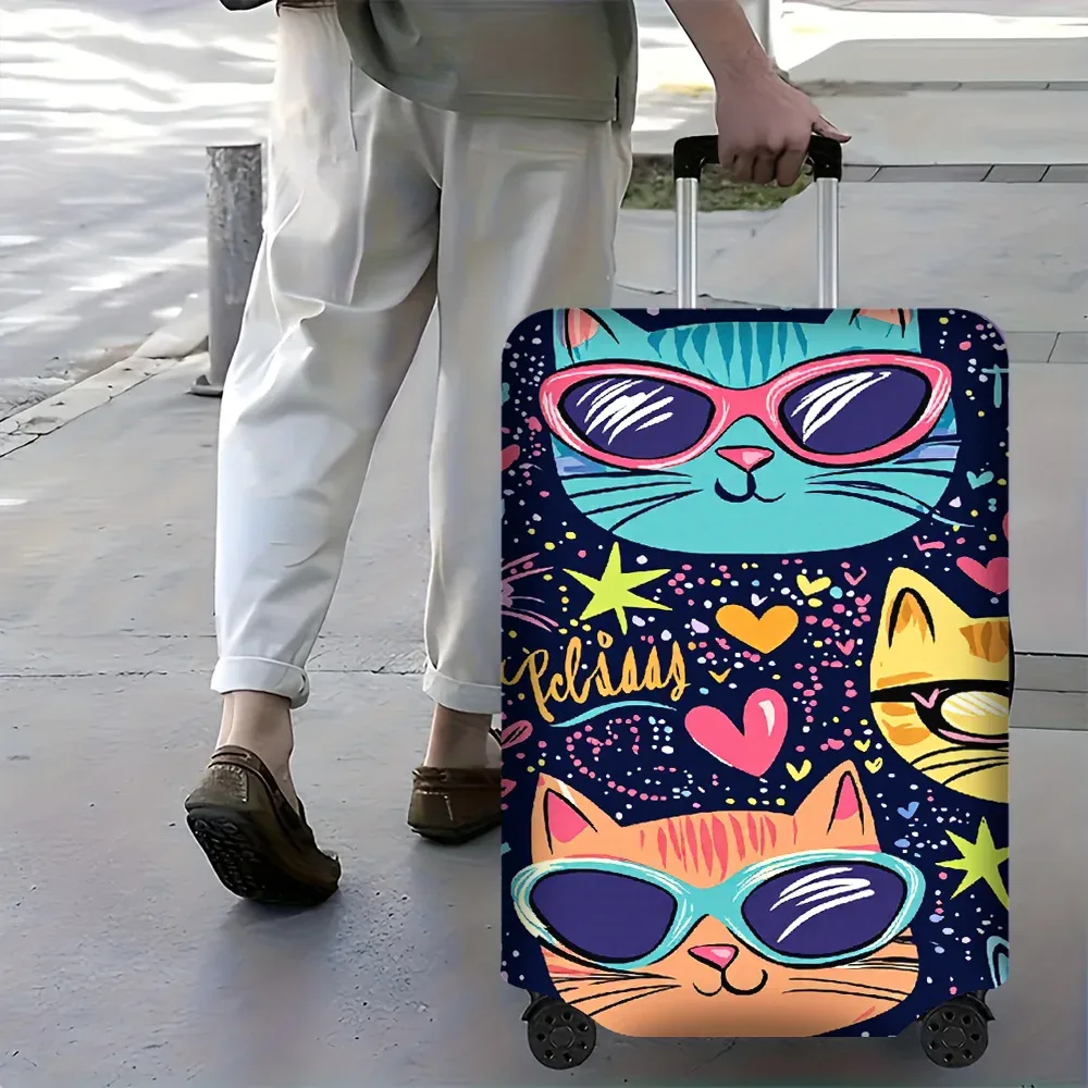 1 housse de bagage de style rétro sur le thème du chat, convient aux valises de 18 à 32 pouces, protège votre valise
