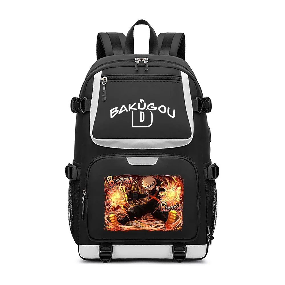 sacs d'école mha, sac à dos oxford, sac à dos de voyage bakugou katsuki, sac à dos pour ordinateur portable avec chargement usb, sacs à bandoulière anime