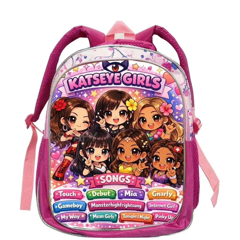 sacs à dos tendance katseye roses pour enfants, sacs d'école pour adolescentes et adolescents, sac à dos décontracté et tendance 12 pouces