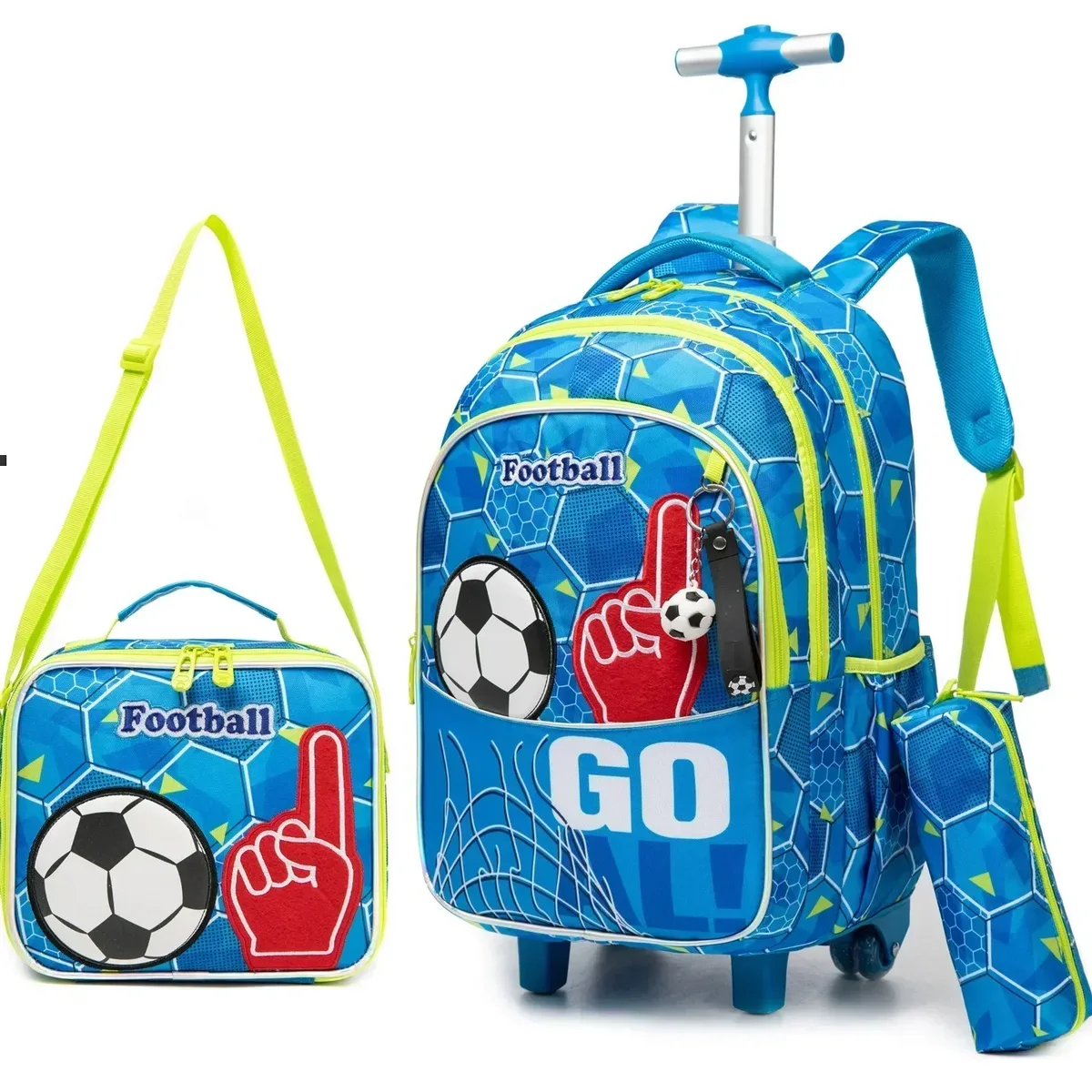 ensemble de sac à dos à roulettes pour enfants avec boîte à lunch, sac à dos scolaire à roulettes, sac à dos trolley pour filles