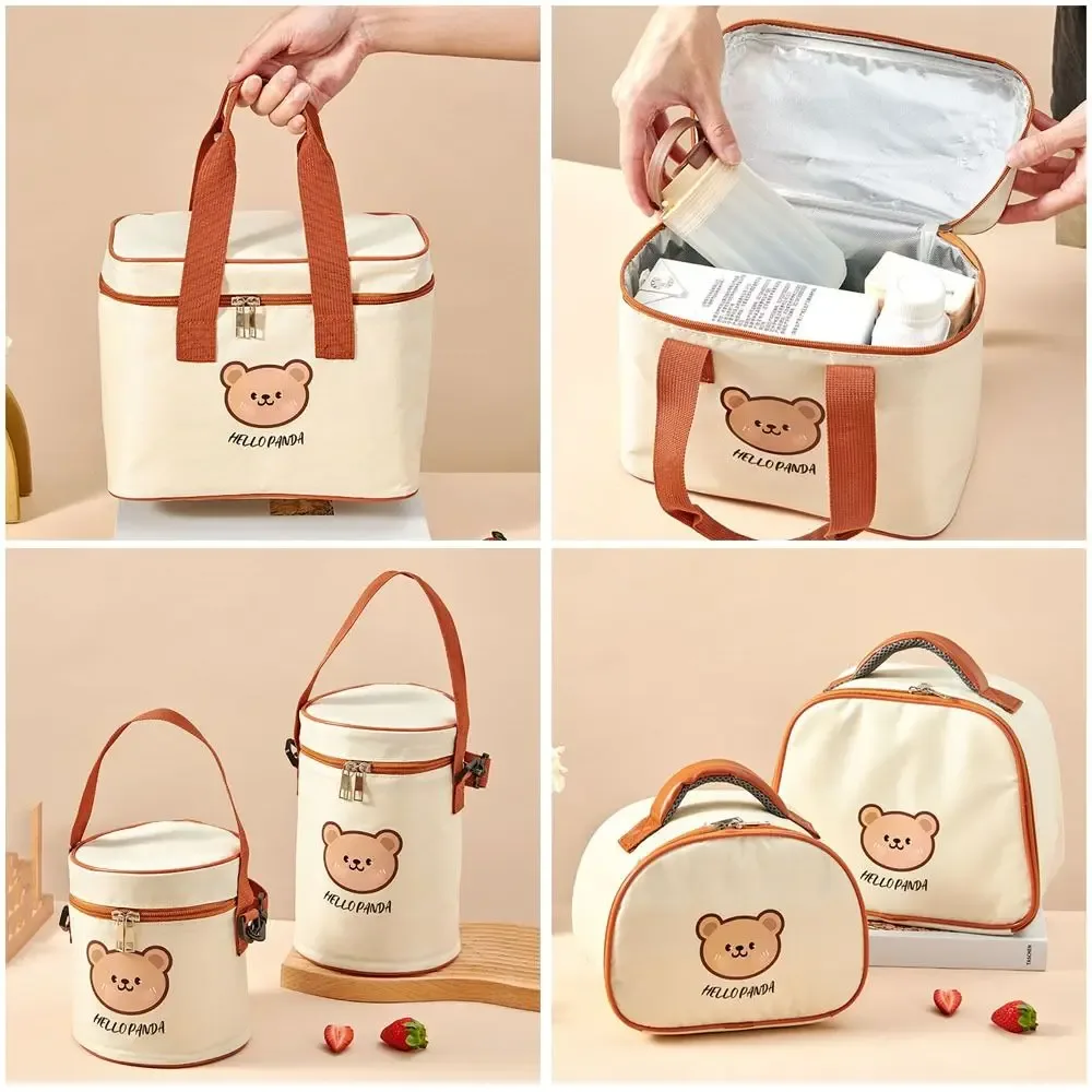 nouvelle sacoche isotherme portable grande capacité motif ours mignon, sac de transport alimentaire thermique, sac isotherme étanche pour étudiants et adultes