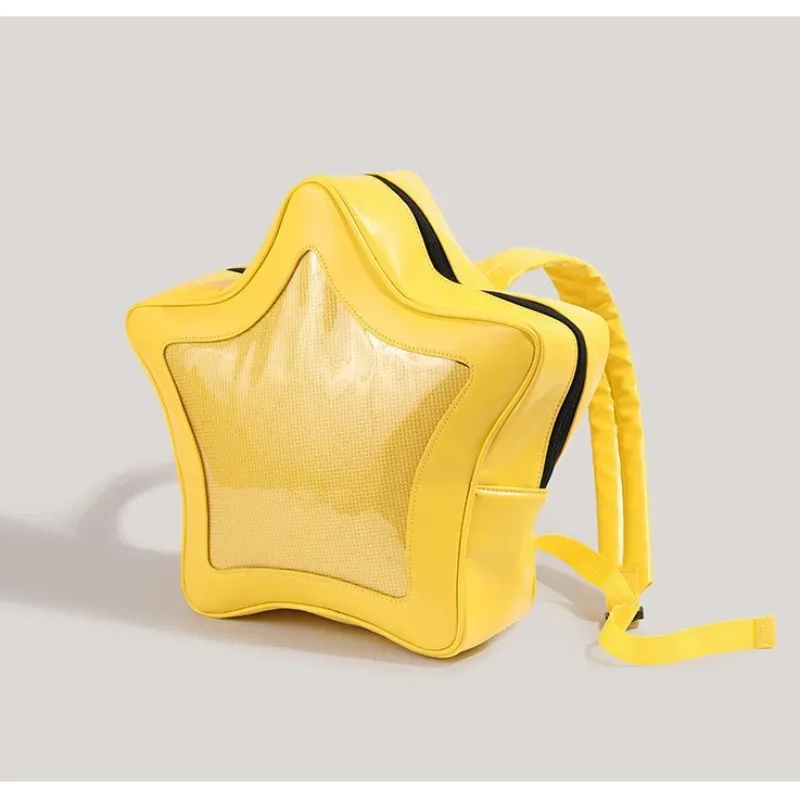 sac à dos pentagramme jaune populaire de grande capacité, sac anti-douleur à bandoulière y2k, sac à dos spice girl doux et cool, ita-bag