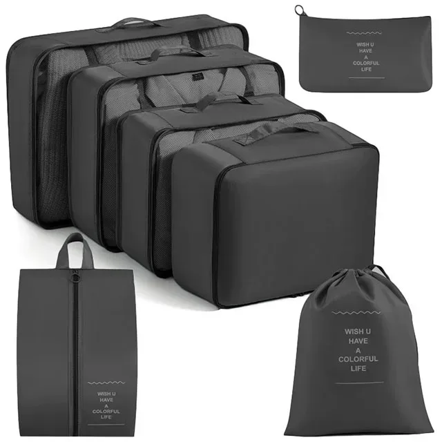 ensemble de 11 cubes de rangement de voyage, organisateurs de bagages imperméables, sacs de rangement à cordon pour vêtements, chaussures, sous-vêtements, cosmétiques