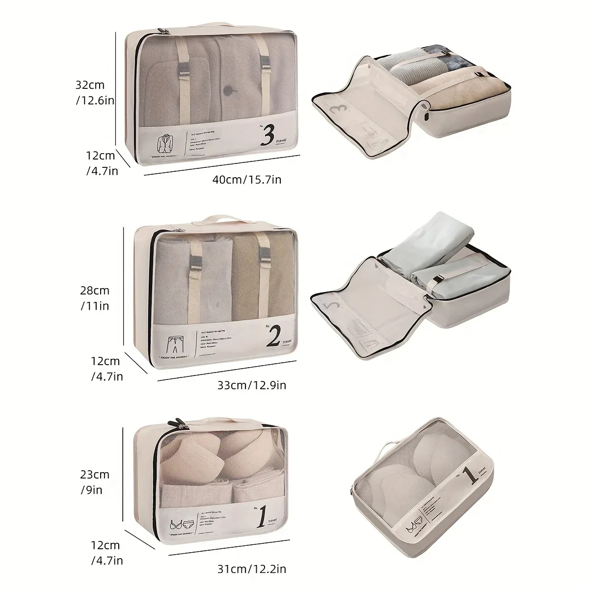 nouveau sac de tri pour bagages, 10 pièces, sac de rangement portable pour voyage, sac de tri et de classification pour vêtements et bagages